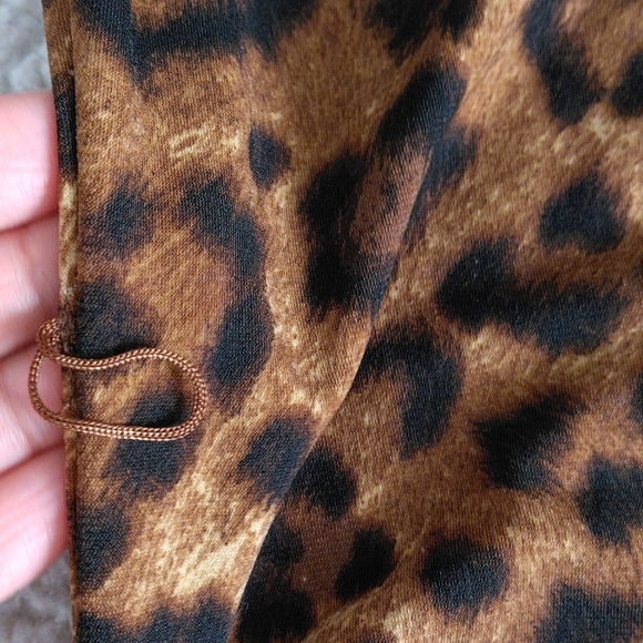 NWT Michael Michael Kors P/L Dark Camel Animal Print Ruched Long Sleeve Dress - Picture 11 of 13